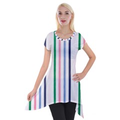 Stripes Pattern Abstract Retro Vintage Short Sleeve Side Drop Tunic