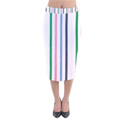 Stripes Pattern Abstract Retro Vintage Velvet Midi Pencil Skirt