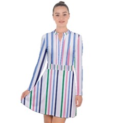 Stripes Pattern Abstract Retro Vintage Long Sleeve Panel Dress