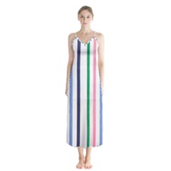 Stripes Pattern Abstract Retro Vintage Button Up Chiffon Maxi Dress