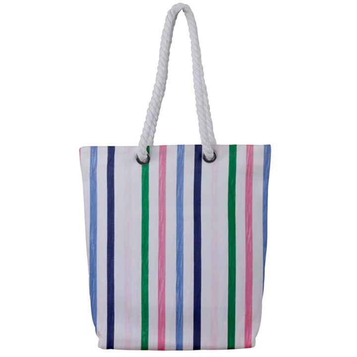 Stripes Pattern Abstract Retro Vintage Full Print Rope Handle Tote (Small)