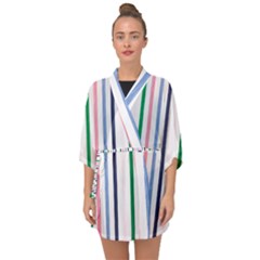 Stripes Pattern Abstract Retro Vintage Half Sleeve Chiffon Kimono