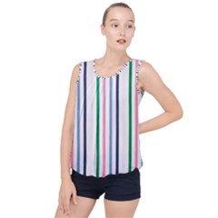 Stripes Pattern Abstract Retro Vintage Bubble Hem Chiffon Tank Top