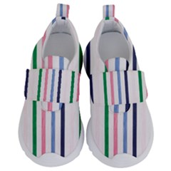 Stripes Pattern Abstract Retro Vintage Kids  Velcro No Lace Shoes by Maspions