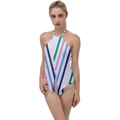 Stripes Pattern Abstract Retro Vintage Go With The Flow One Piece Swimsuit