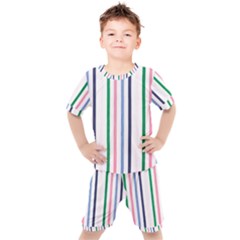 Stripes Pattern Abstract Retro Vintage Kids  T-shirt And Shorts Set