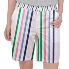 Stripes Pattern Abstract Retro Vintage Women s Pocket Shorts