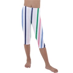 Stripes Pattern Abstract Retro Vintage Kids  Lightweight Velour Capri Leggings 