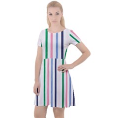 Stripes Pattern Abstract Retro Vintage Cap Sleeve Velour Dress  by Maspions