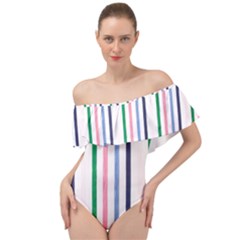 Stripes Pattern Abstract Retro Vintage Off Shoulder Velour Bodysuit 