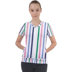 Stripes Pattern Abstract Retro Vintage Short Sleeve Zip Up Jacket