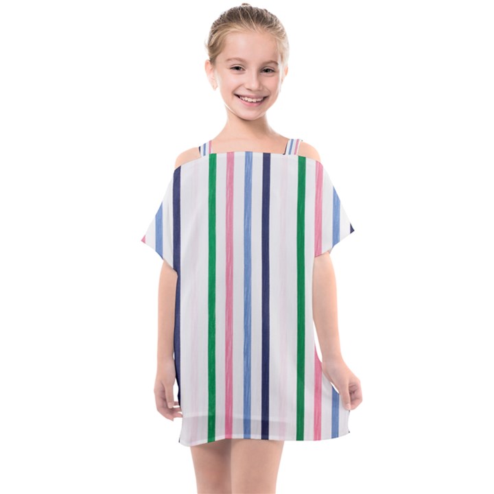 Stripes Pattern Abstract Retro Vintage Kids  One Piece Chiffon Dress