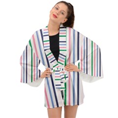 Stripes Pattern Abstract Retro Vintage Long Sleeve Kimono