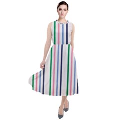 Stripes Pattern Abstract Retro Vintage Round Neck Boho Dress