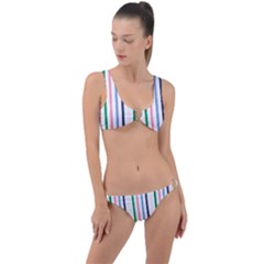 Stripes Pattern Abstract Retro Vintage Ring Detail Crop Bikini Set