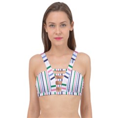 Stripes Pattern Abstract Retro Vintage Cage Up Bikini Top