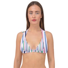 Stripes Pattern Abstract Retro Vintage Double Strap Halter Bikini Top