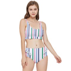 Stripes Pattern Abstract Retro Vintage Frilly Bikini Set