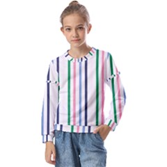 Stripes Pattern Abstract Retro Vintage Kids  Long Sleeve T-shirt With Frill 