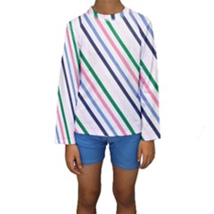 Retro Vintage Stripe Pattern Abstract Kids  Long Sleeve Swimwear