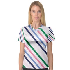 Retro Vintage Stripe Pattern Abstract V-neck Sport Mesh T-shirt