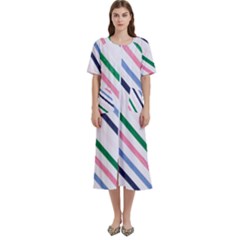 Retro Vintage Stripe Pattern Abstract Women s Cotton Short Sleeve Nightgown