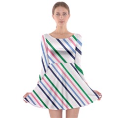 Retro Vintage Stripe Pattern Abstract Long Sleeve Skater Dress