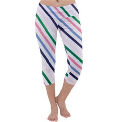 Retro Vintage Stripe Pattern Abstract Capri Yoga Leggings