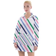 Retro Vintage Stripe Pattern Abstract Women s Long Sleeve Casual Dress