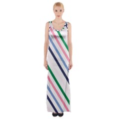 Retro Vintage Stripe Pattern Abstract Thigh Split Maxi Dress