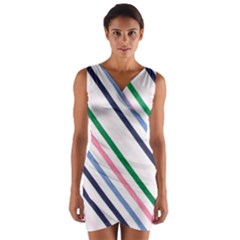 Retro Vintage Stripe Pattern Abstract Wrap Front Bodycon Dress