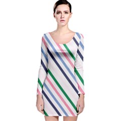 Retro Vintage Stripe Pattern Abstract Long Sleeve Velvet Bodycon Dress