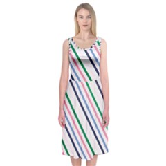 Retro Vintage Stripe Pattern Abstract Midi Sleeveless Dress