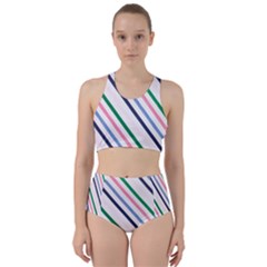 Retro Vintage Stripe Pattern Abstract Racer Back Bikini Set