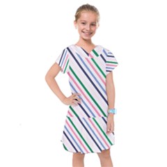 Retro Vintage Stripe Pattern Abstract Kids  Drop Waist Dress