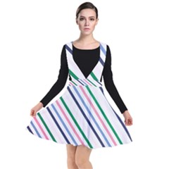 Retro Vintage Stripe Pattern Abstract Plunge Pinafore Dress