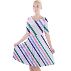 Retro Vintage Stripe Pattern Abstract Quarter Sleeve A-line Dress