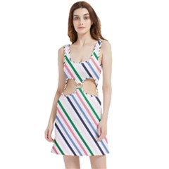 Retro Vintage Stripe Pattern Abstract Velour Cutout Dress