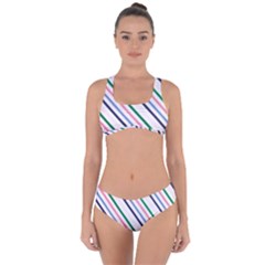 Retro Vintage Stripe Pattern Abstract Criss Cross Bikini Set