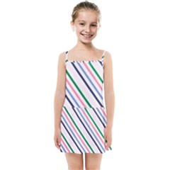 Retro Vintage Stripe Pattern Abstract Kids  Summer Sun Dress