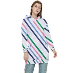 Retro Vintage Stripe Pattern Abstract Women s Long Oversized Pullover Hoodie