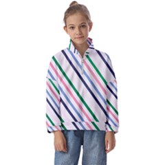 Retro Vintage Stripe Pattern Abstract Kids  Half Zip Hoodie by Maspions