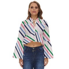 Retro Vintage Stripe Pattern Abstract Boho Long Bell Sleeve Top