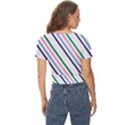 Retro Vintage Stripe Pattern Abstract Twist Front Crop Top View4