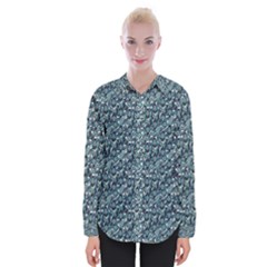 Blue Paisley Womens Long Sleeve Shirt