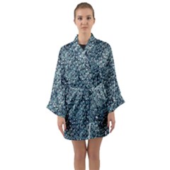 Blue Paisley Long Sleeve Satin Kimono by DinkovaArt