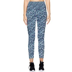 Blue Paisley Pocket Leggings  by DinkovaArt