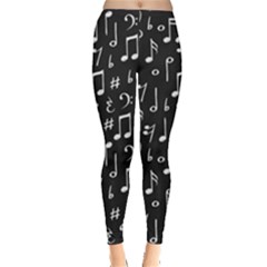 Chalk Music Notes Signs Seamless Pattern Everyday Leggings  by Ravend