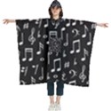 Chalk Music Notes Signs Seamless Pattern Women s Hooded Rain Ponchos View1