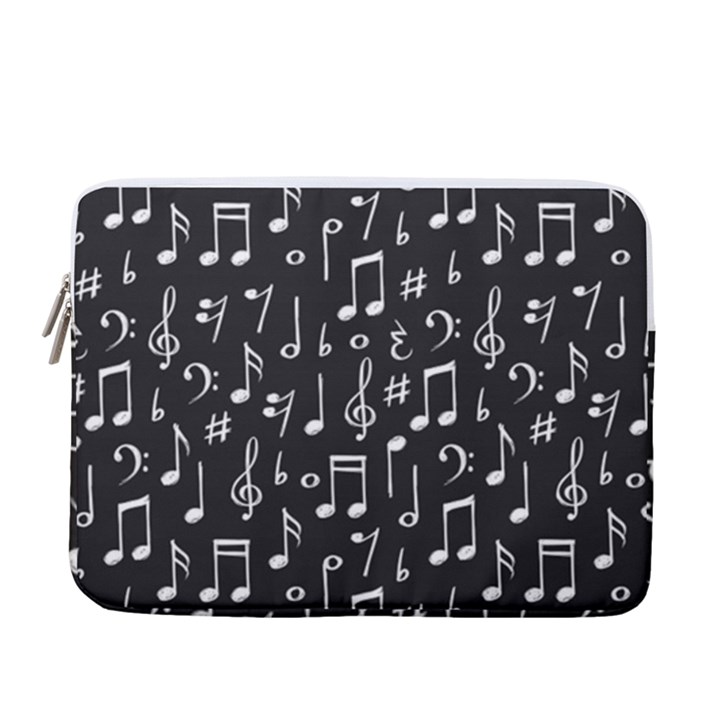 Chalk Music Notes Signs Seamless Pattern 13  Vertical Laptop Sleeve Case With Pocket